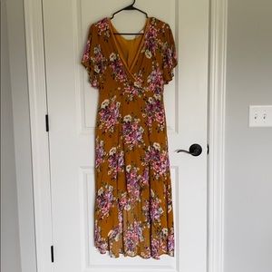Mustard Yellow Floral Maxi Dress
